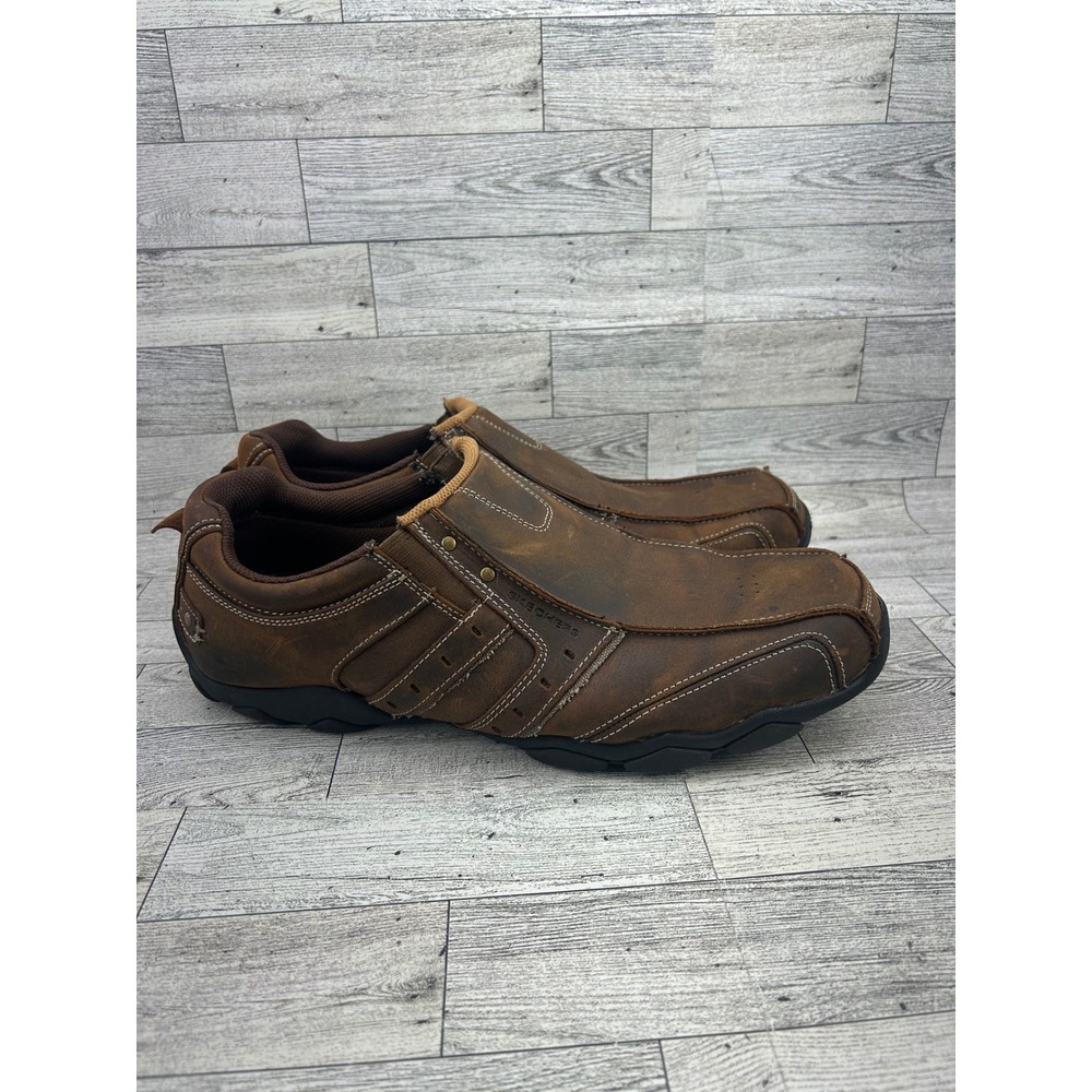 Skechers Mens Relaxed Step 61779 Brown Leather Loafers Slip On Shoes Size 13 - Picture 9 of 13
